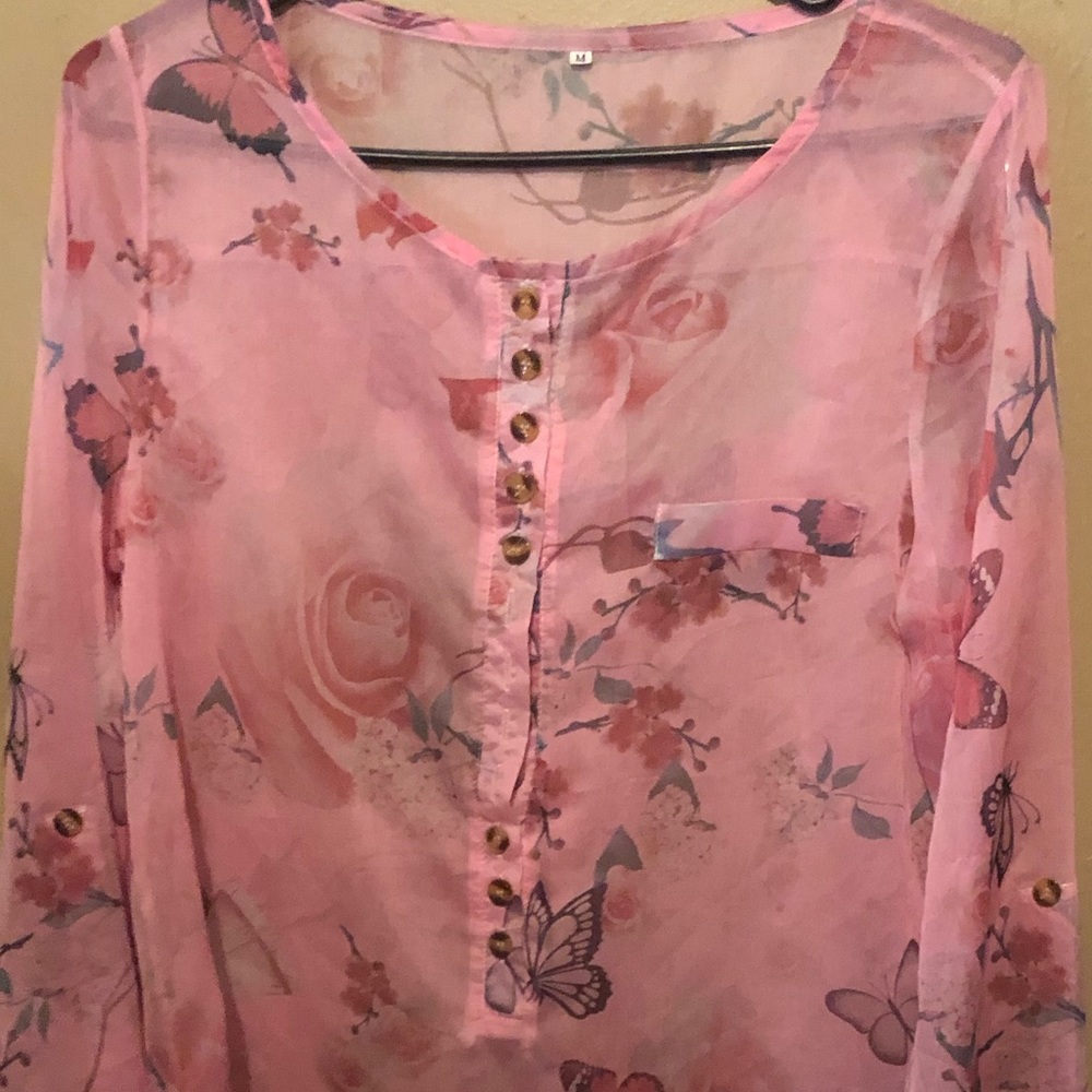Pink see through shirt